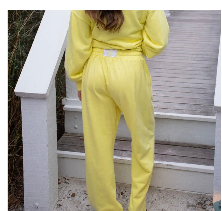 Terry Cloth Pants-Yellow