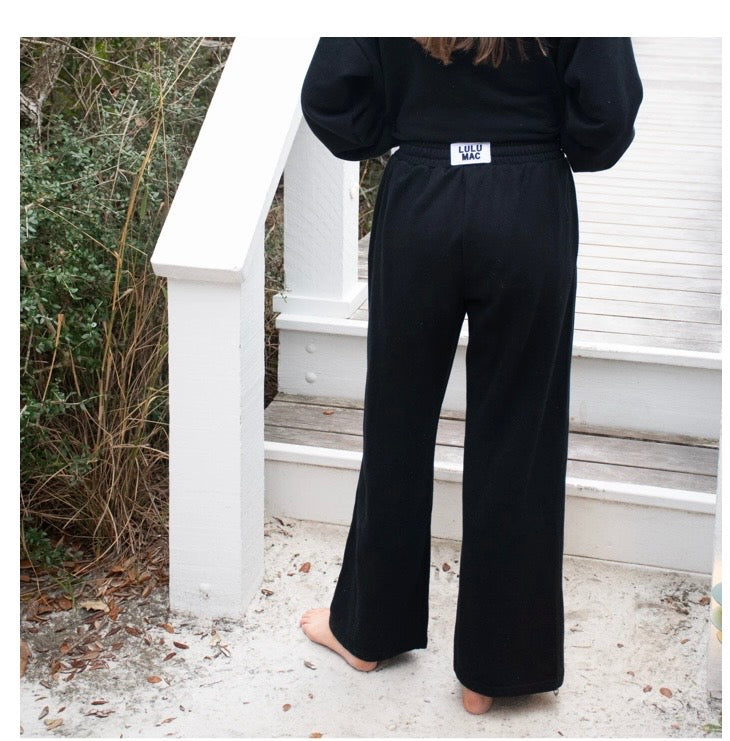 Tery Cloth Pants-Black