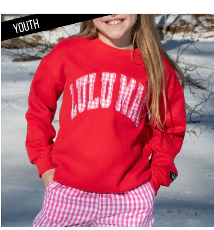 Youth LuLu Mac Red Sweatshirt w/Gingham